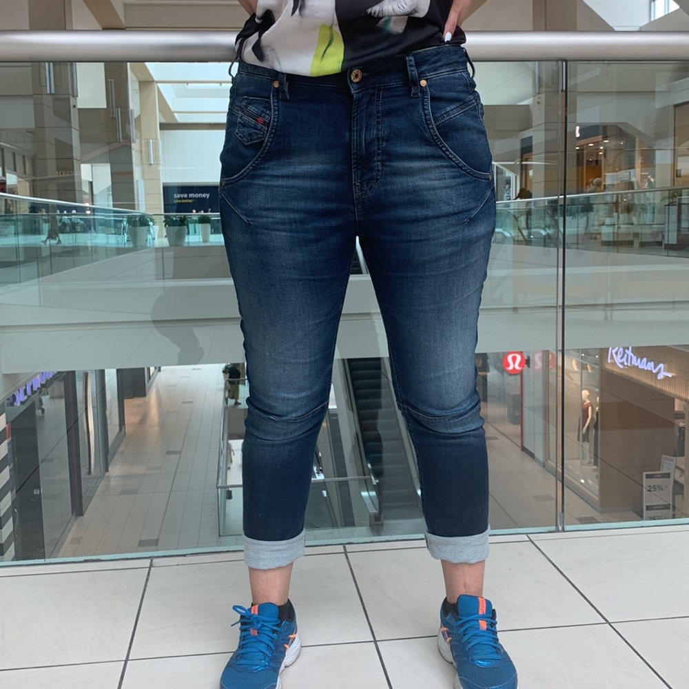 Diesel jeans blue boyfriend cut oversized high waist tight at the bottom part